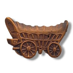 Vintage Copper Tone Covered Wagon Lapel Hat Pin Southwest Western